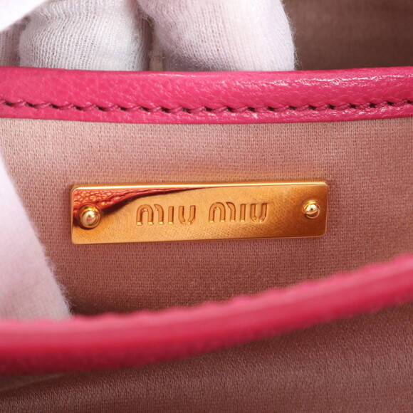 Miu Miu Miu Leather Handbag Shoulder Crossbody Pink Women's - Picture 10 of 12